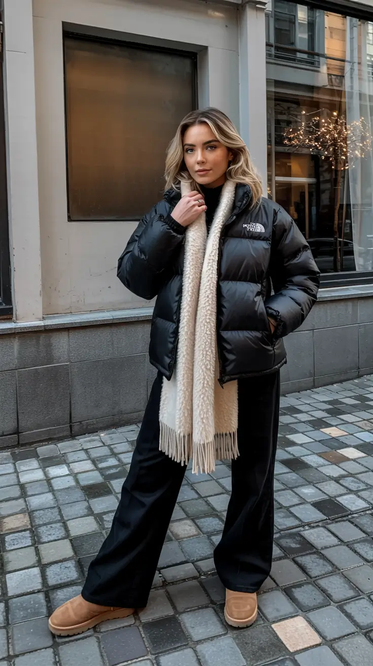 casual winter outfits for women Cozy Puffers and Winter Warmth