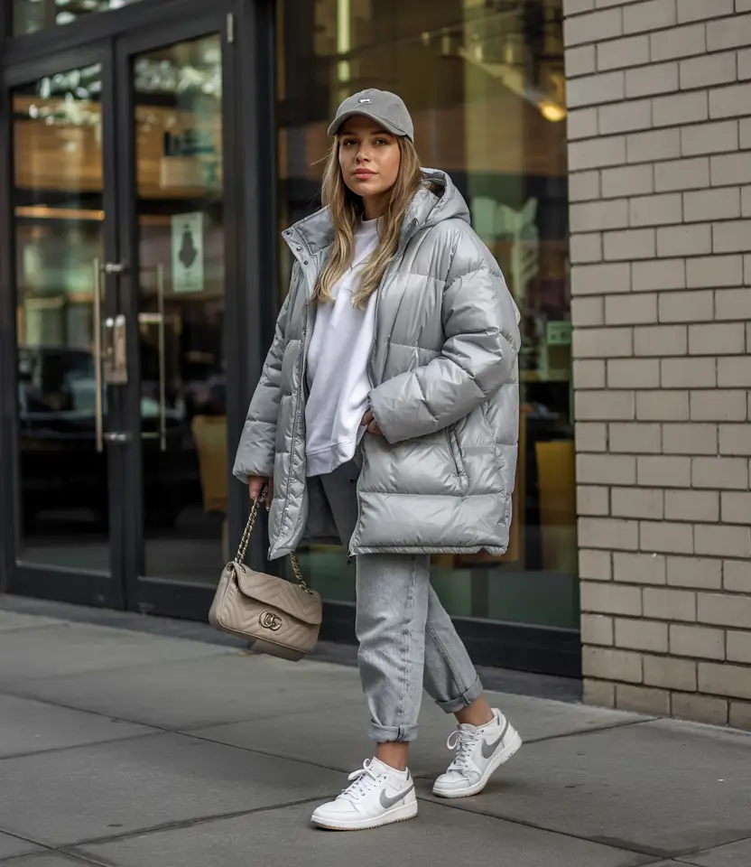 comfy winter outfits Sporty Silver Tones