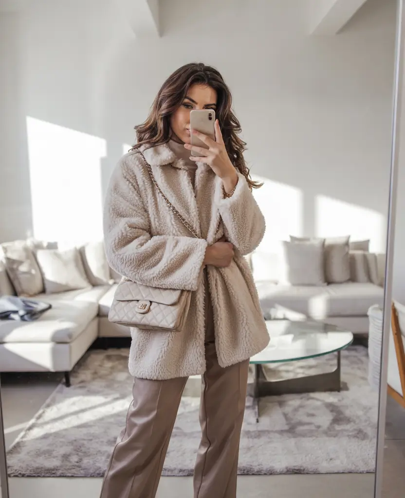 comfy winter outfits 2025 Teddy Coat Softness