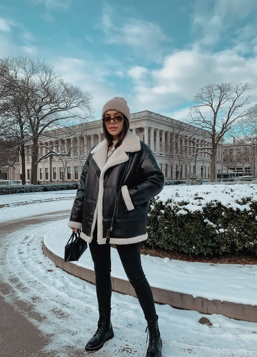 comfy winter outfits Shearling-Lined Edge