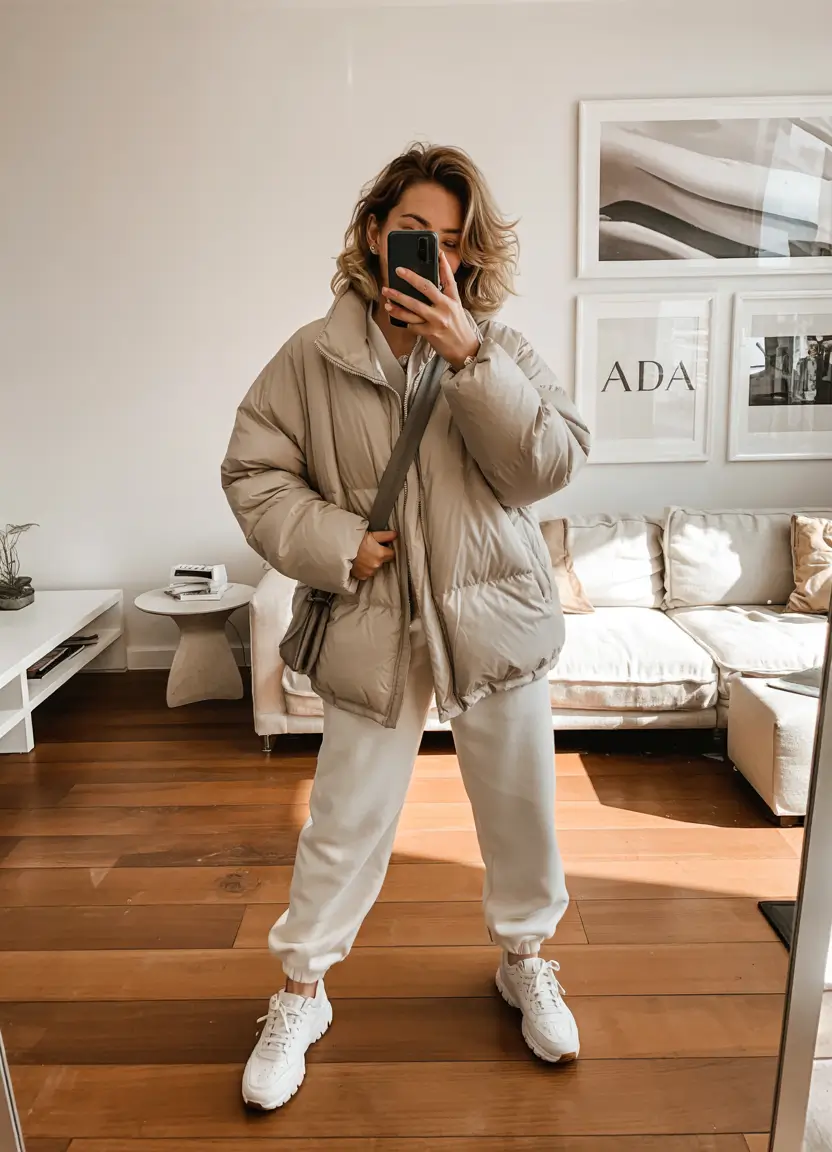 comfy winter outfits Minimalist Beige Layers