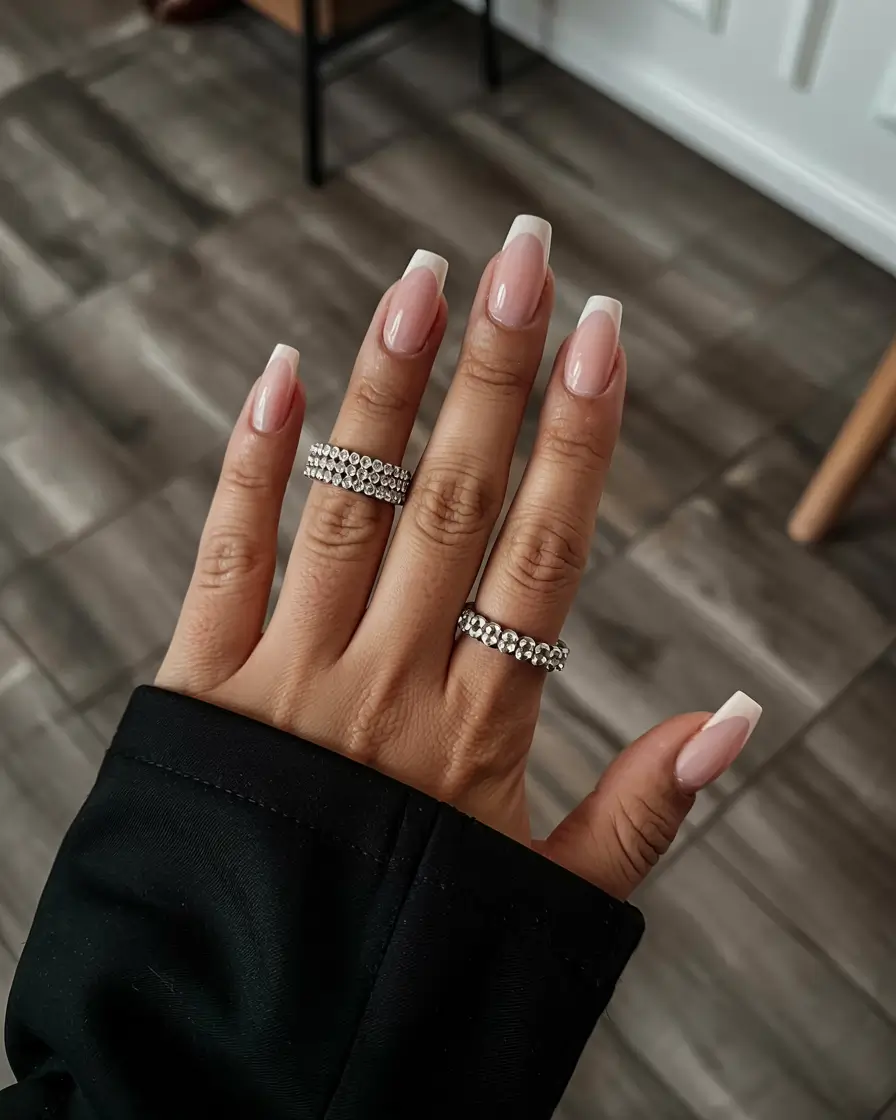 fall acrylic nails french tip Timeless French Coffin