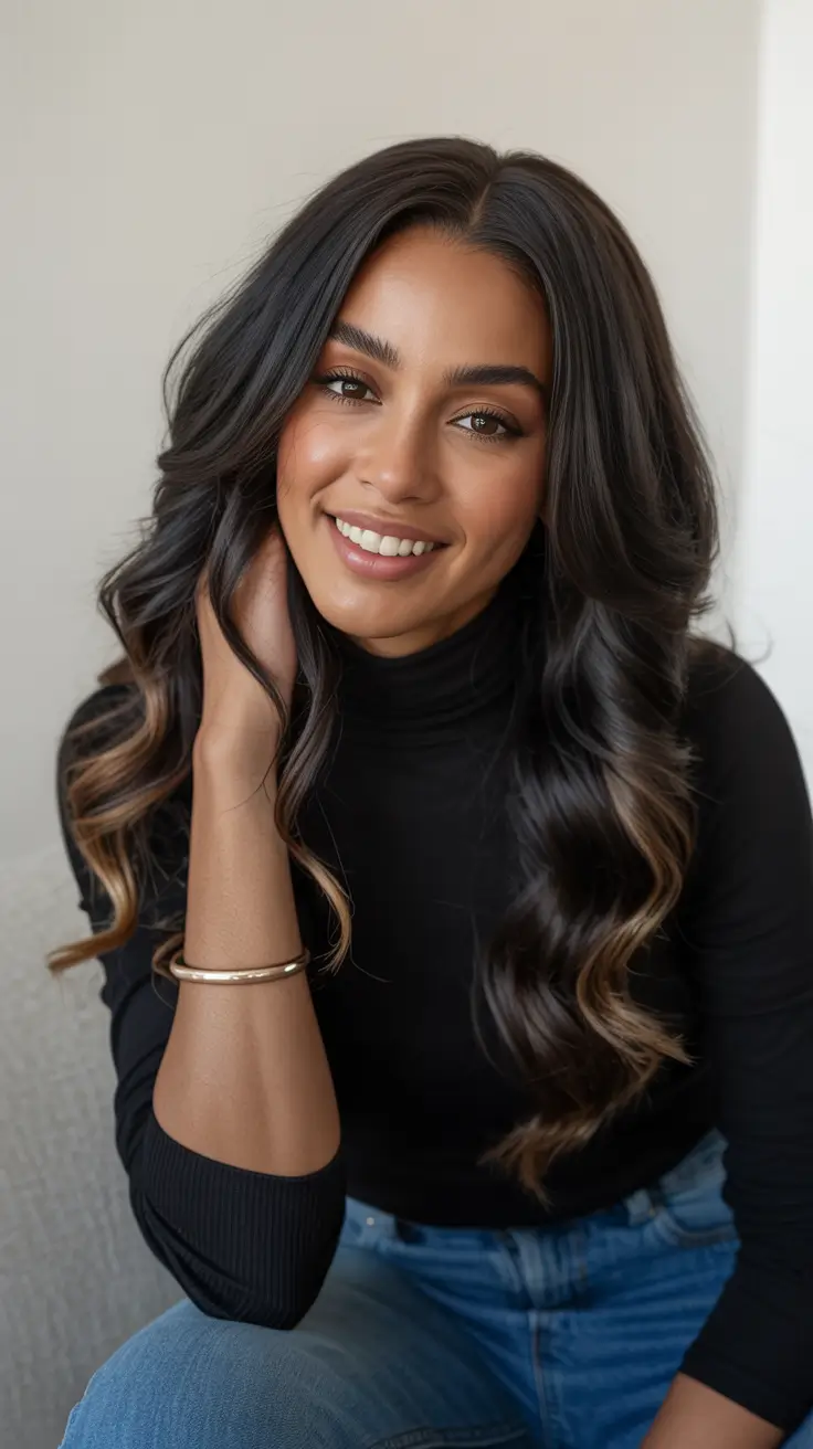 Dark Skin Hair Colors Winter 2025-2026 Espresso With Caramel Twists