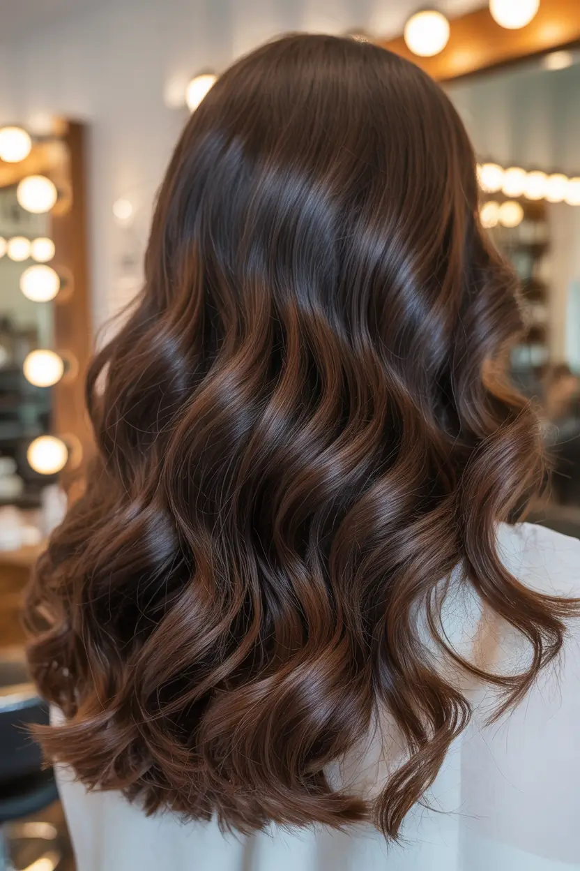 Dark Skin Hair Colors Winter 2025-2026 Glossy Cinnamon Waves