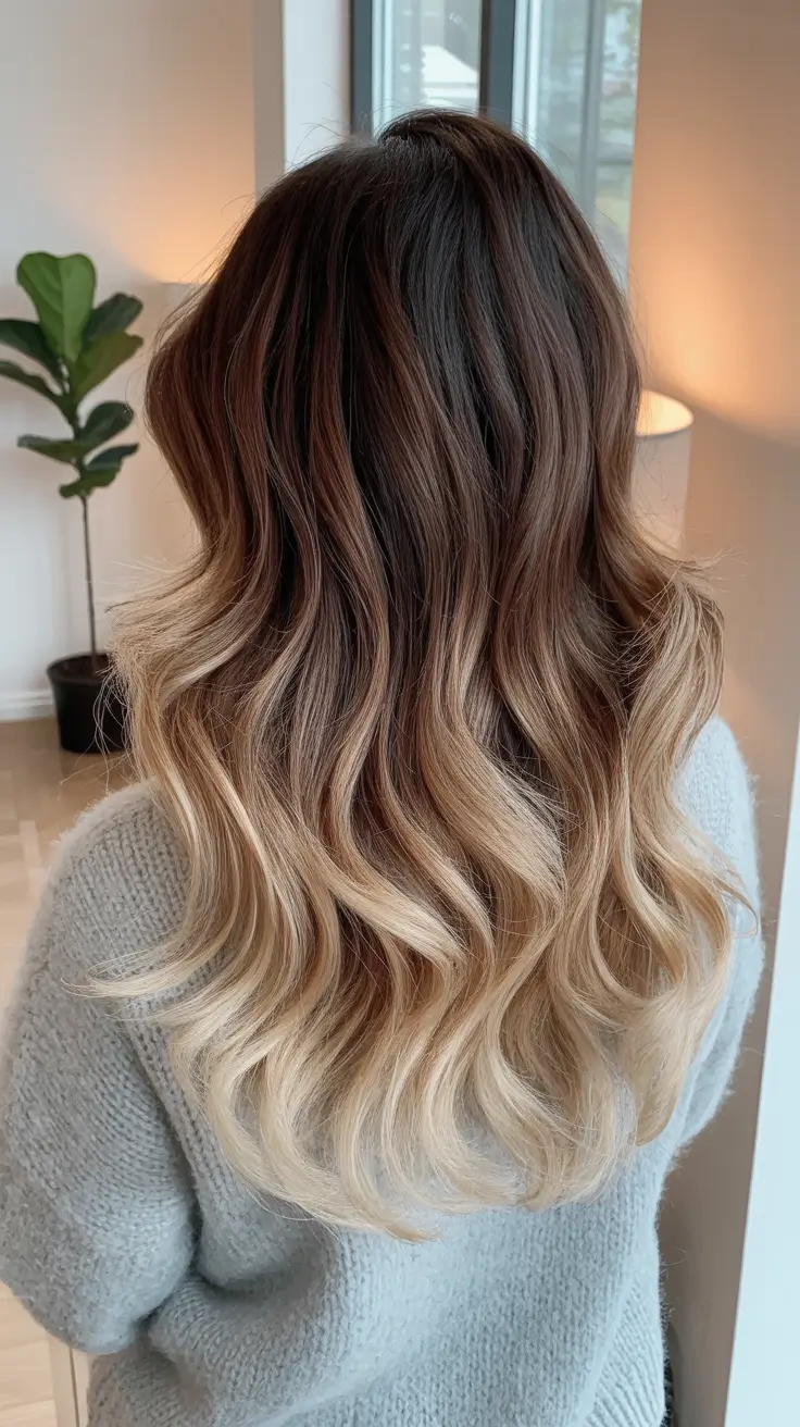 dark skin hair colors winter 2025-2026 Soft Brunette Balayage