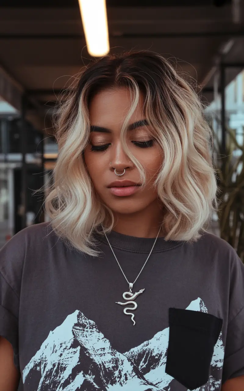 dark skin hair colors winter 2025-2026 Platinum Blonde Bob
