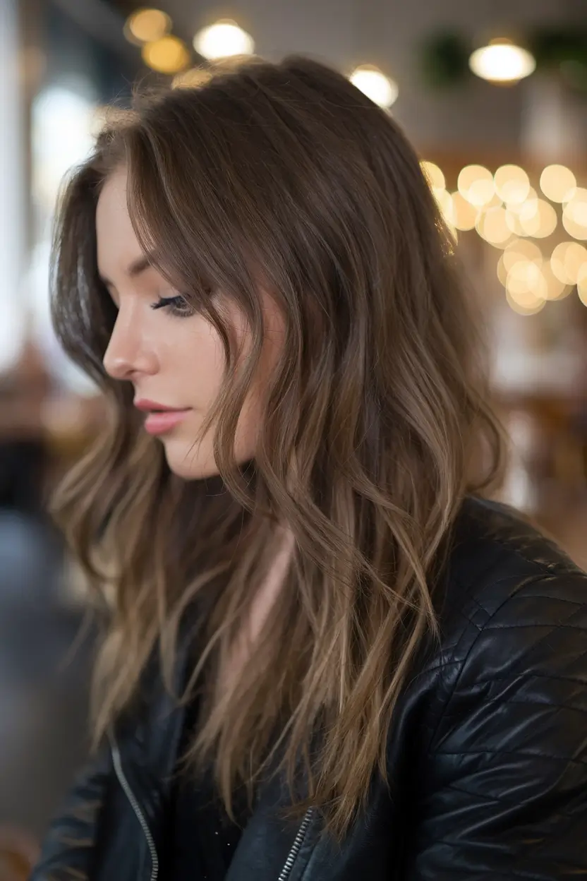 dark winter hair color 2025-2026 Soft Layers with Natural Brown Tones