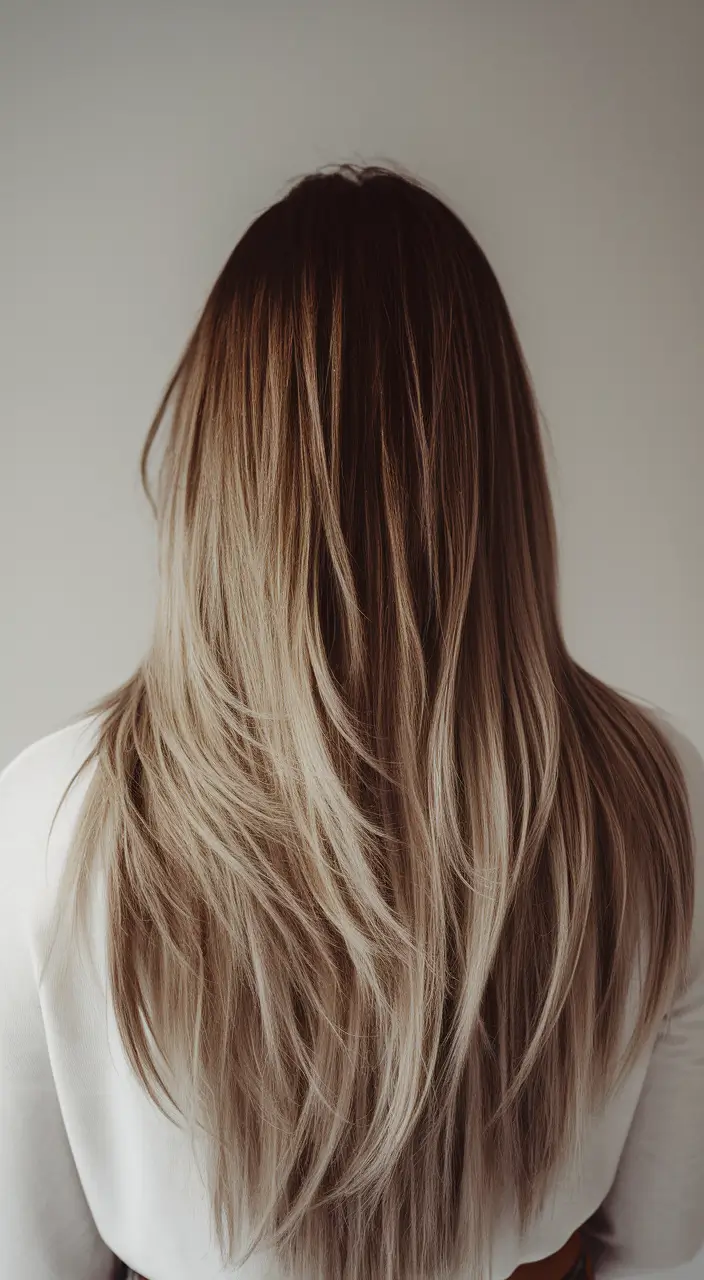 dark winter hair color 2025-2026 Bronde Fade with Cool Blonde Ends