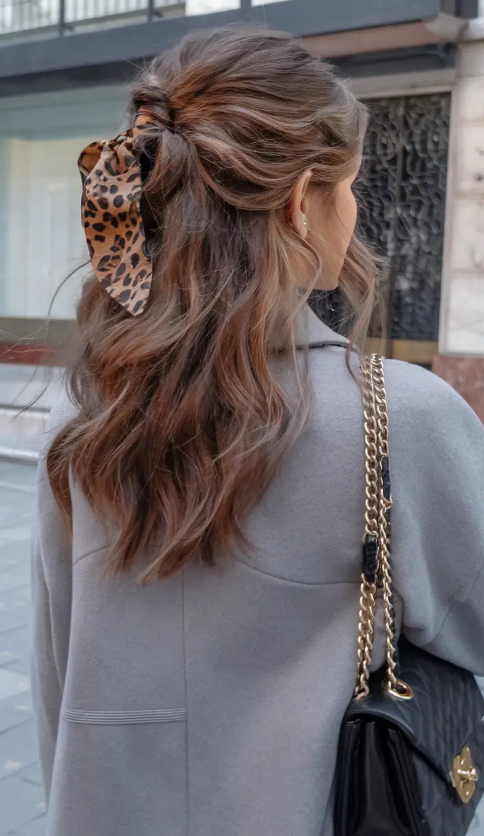 dark winter hair color ideas Chic Half-Up with Leopard Accent