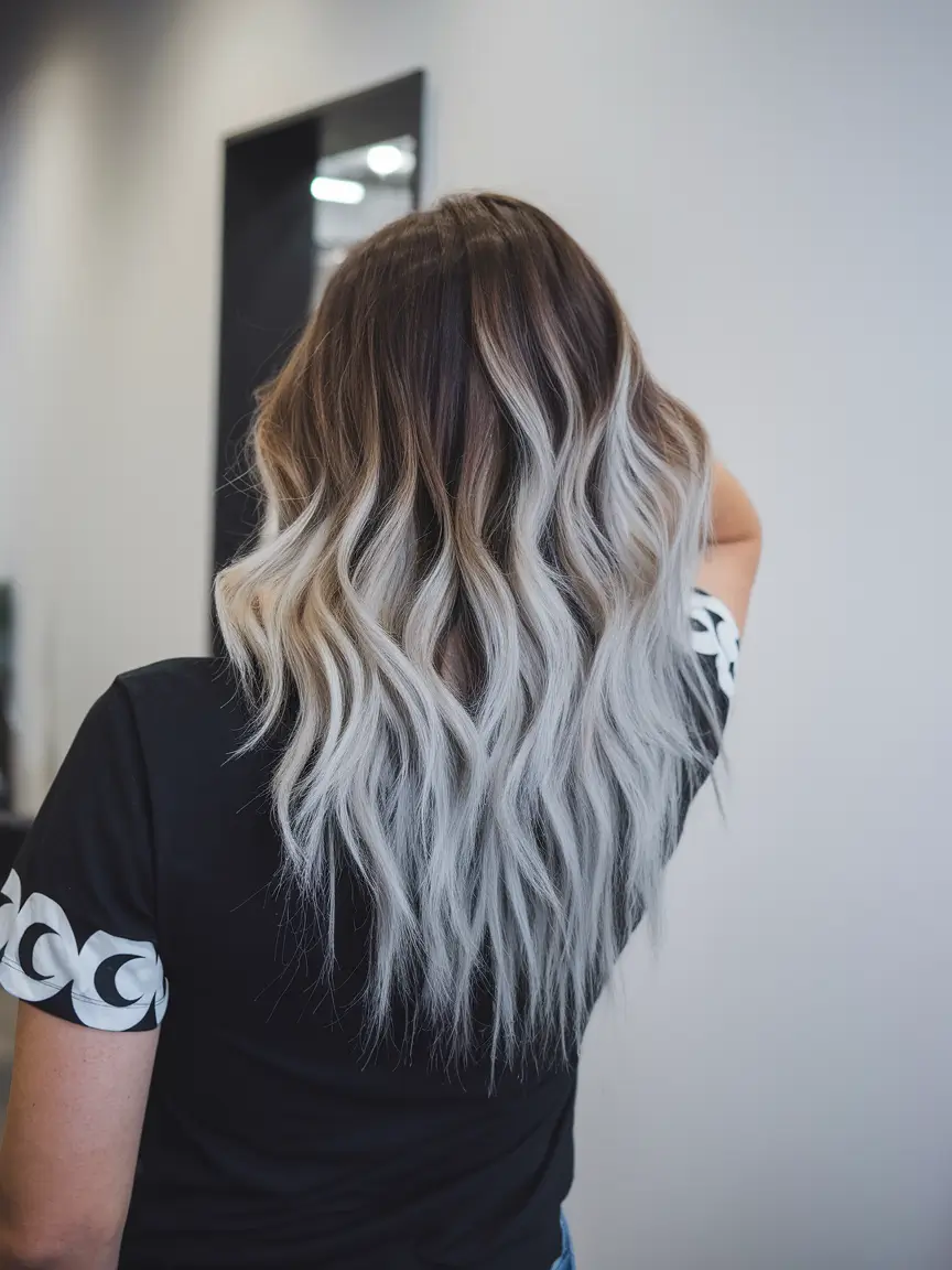 dark winter hair color ideas Frosted Silver Melt