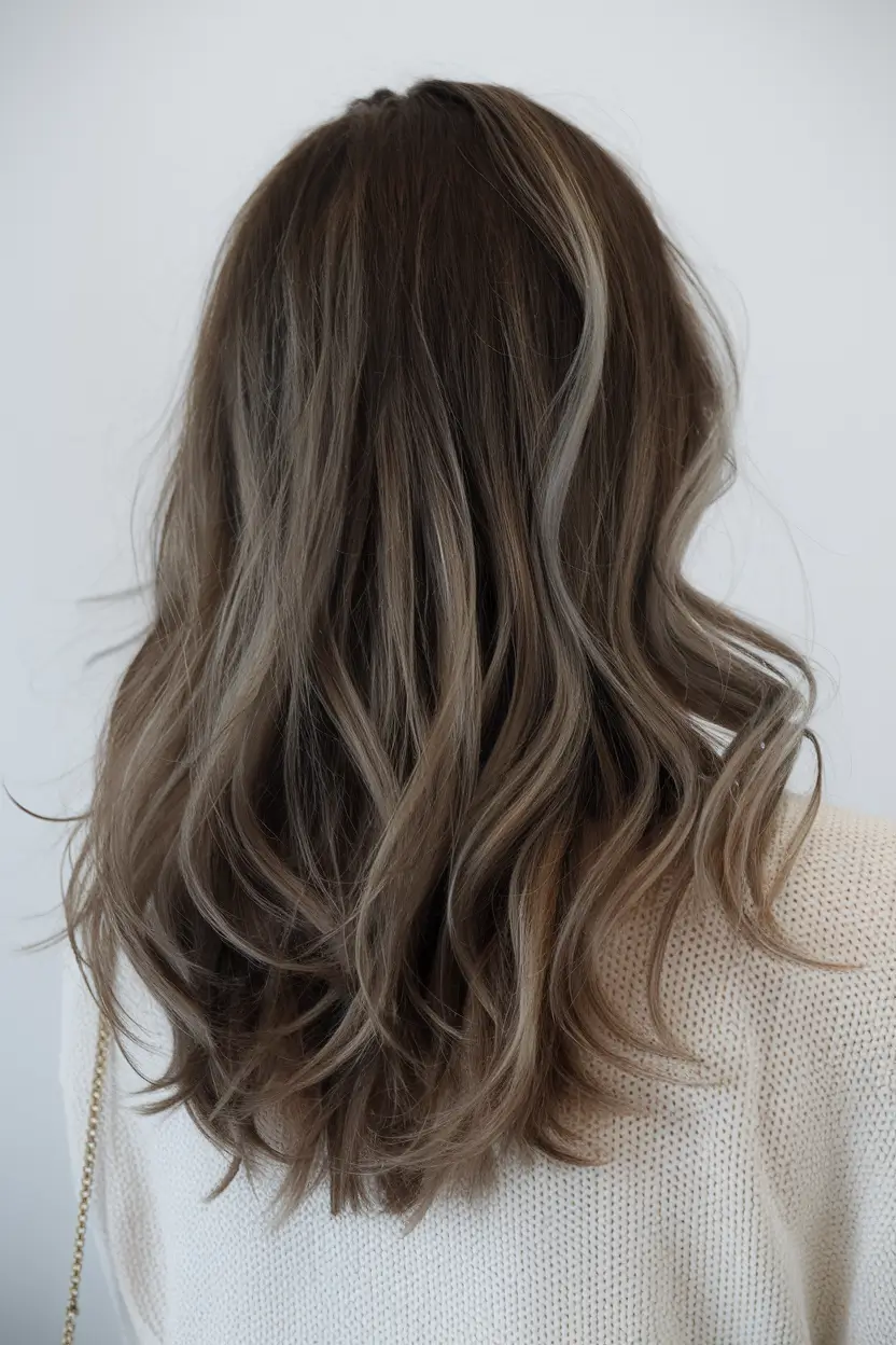dark winter hair color 2025-2026 Subtle Brown with Cool Highlights