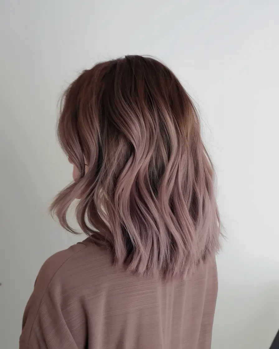 dark winter hair color 2025-2026 Muted Mauve Balayage