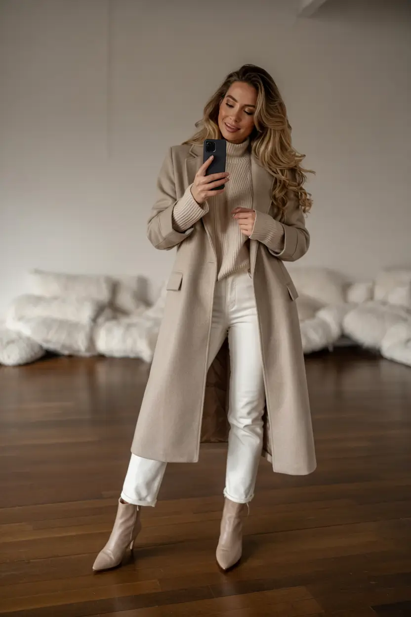 early winter outfits 2025 Soft Neutrals with a Polished Edge