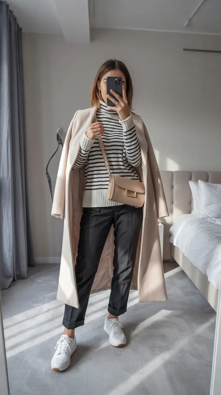early winter outfits 2025 Minimal Chic with Stripes and Neutrals