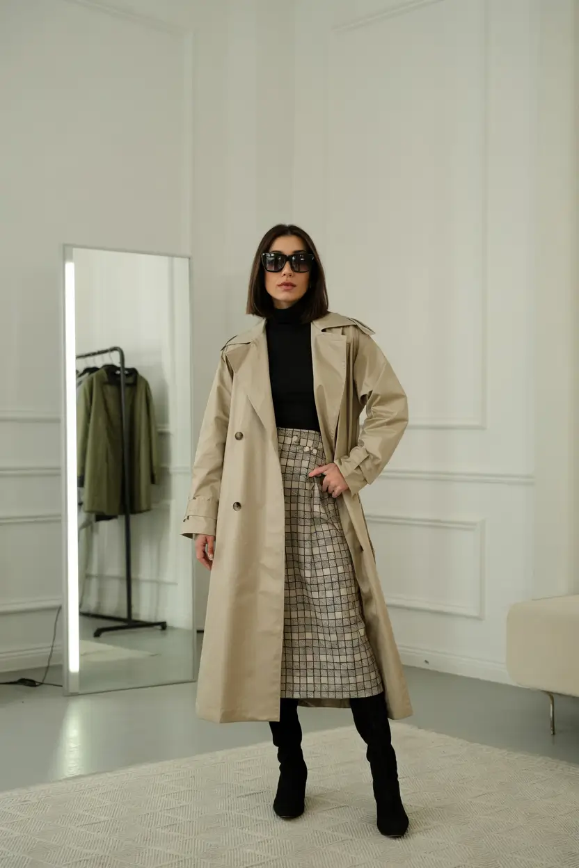early winter outfits 2025 Classic Trench with Modern Flair