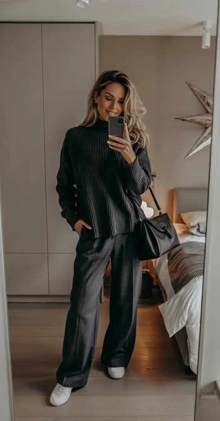 early winter outfits 2025 Relaxed Knit Sophistication
