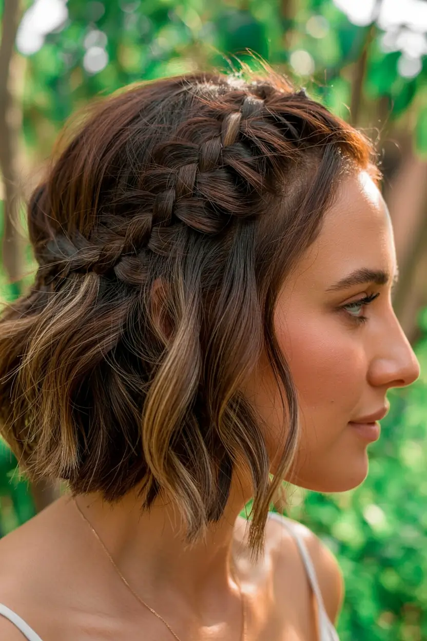 fall short hairstyle ideas Textured Bob With Side Braid