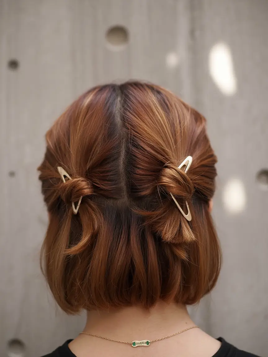 fall short hairstyle ideas Playful Double Clips on Short Bob