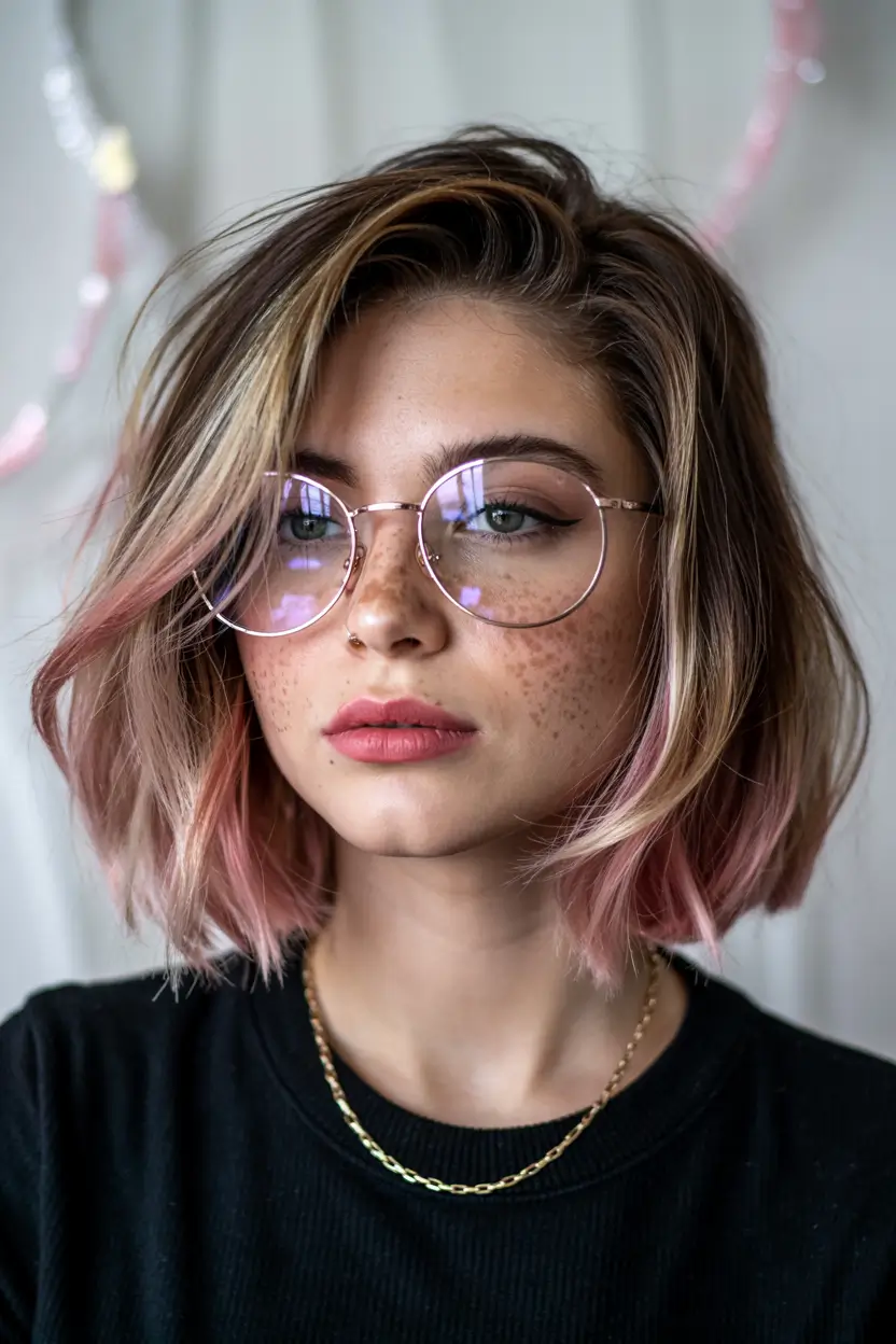 fall short hairstyle ideas Playful Bob With Rose-Tinted Ends