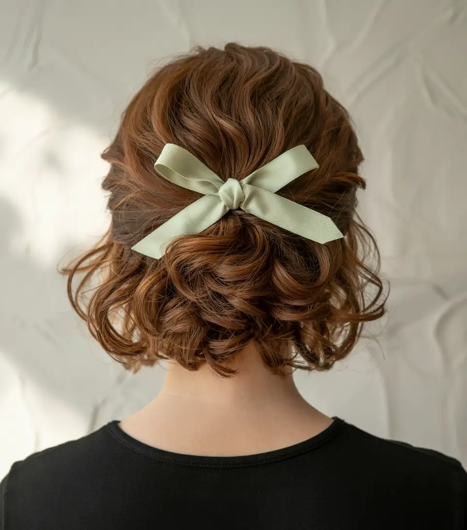 fall short hairstyle ideas Curly Bob With Ribbon Detail