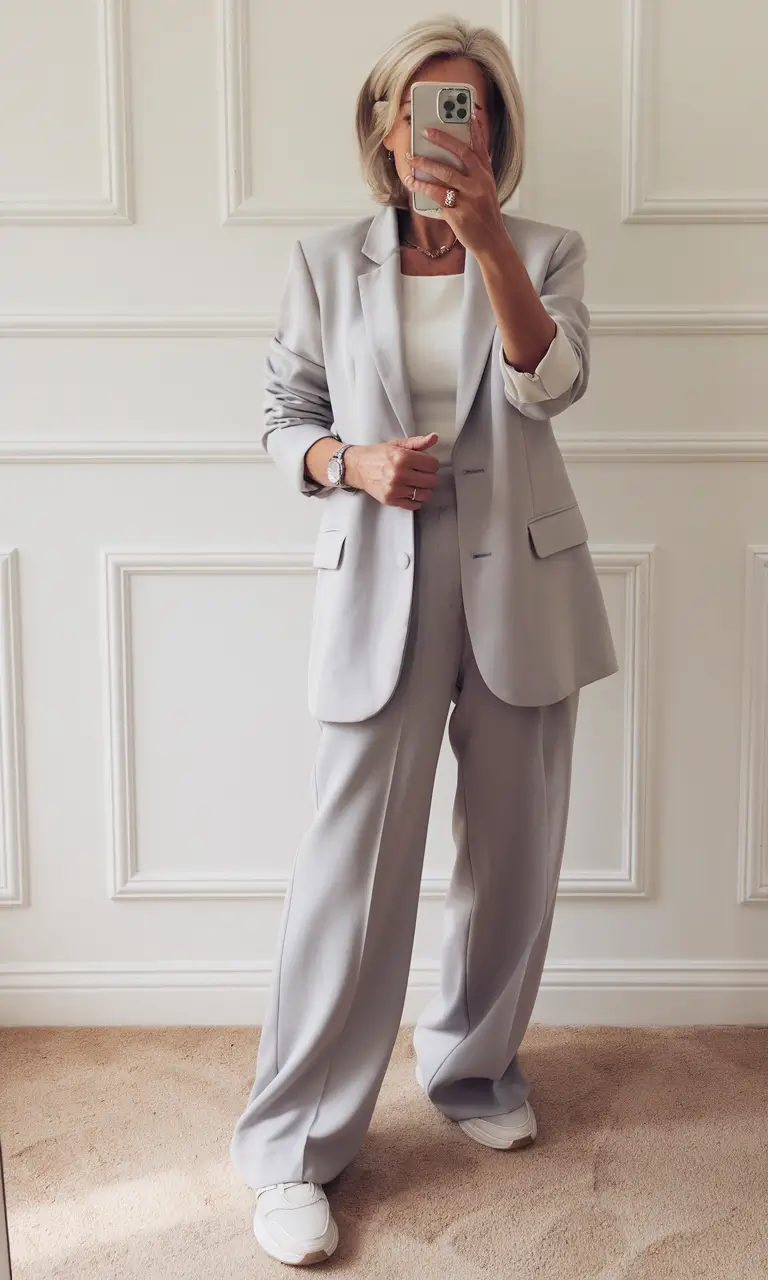 2025 fall outfits for women over 50 Tailored Suit with a Modern Twist