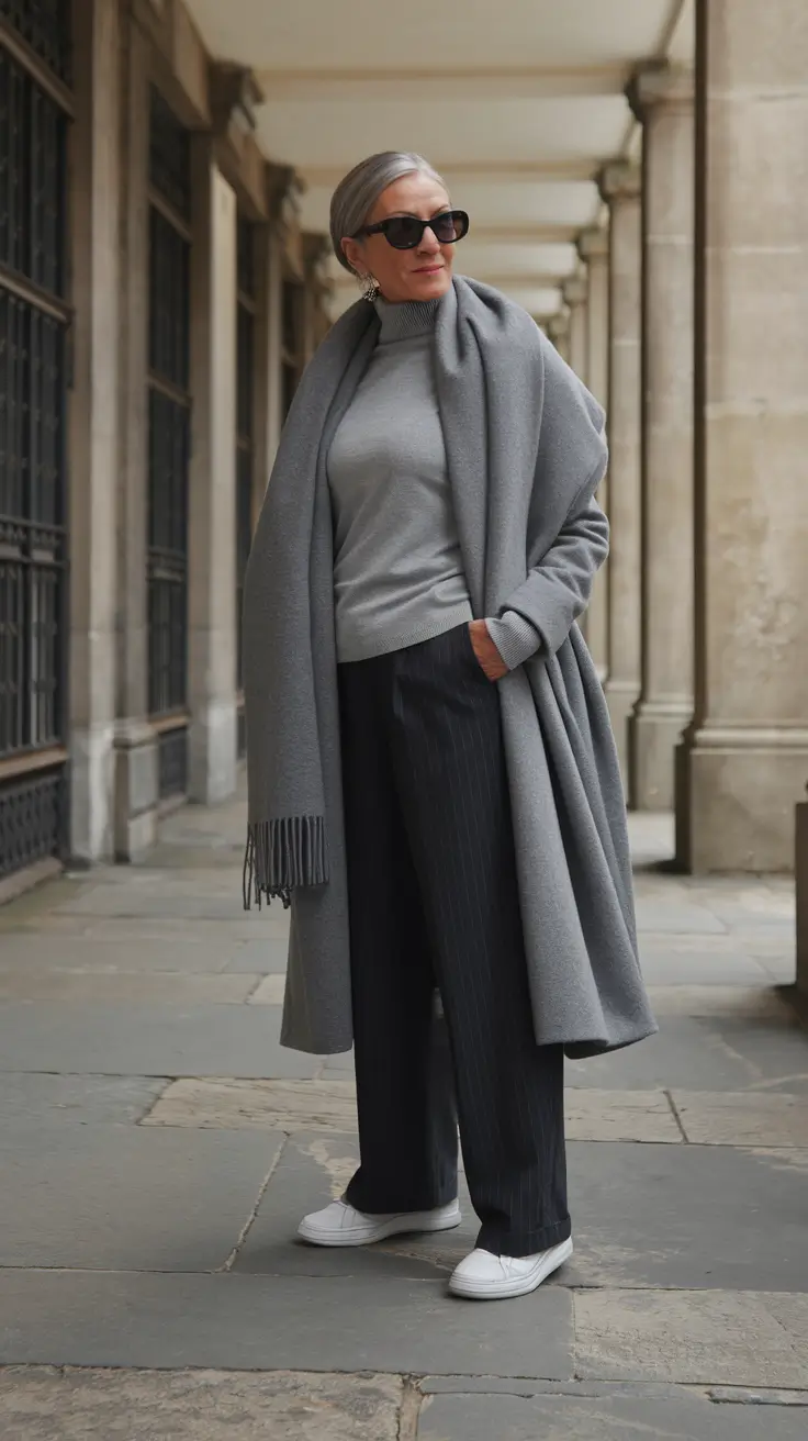 2025 fall outfits for women over 50 Gray Layers & Polished Comfort