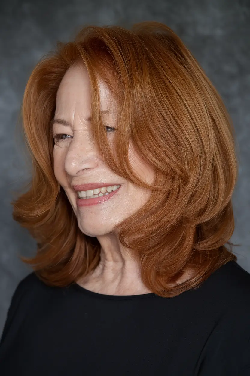 Fall 2025 Hair Color Inspiration for Women Over 60 Rich Ginger Brown Radiance