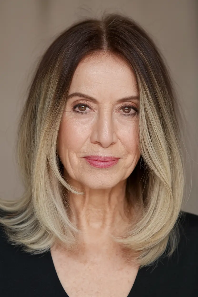 Fall 2025 Hair Color Inspiration for Women Over 60 Balanced Ombre Flow