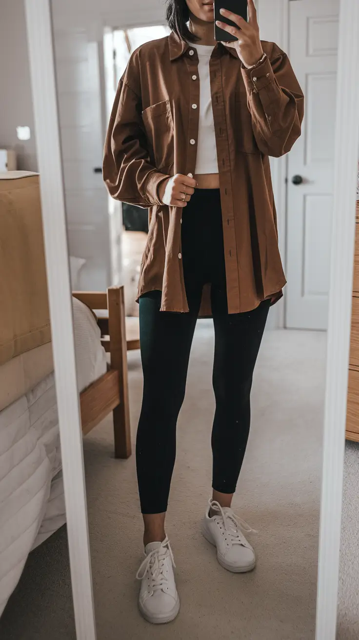 everyday fall outfits comfy Oversized Shirt Comfort