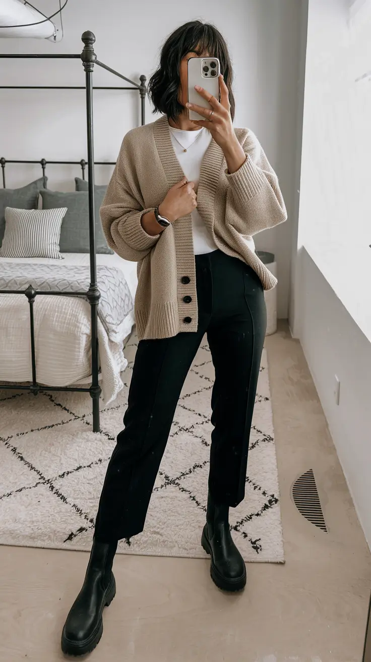 everyday fall outfits 2025 Cozy Cardigan with Modern Edge