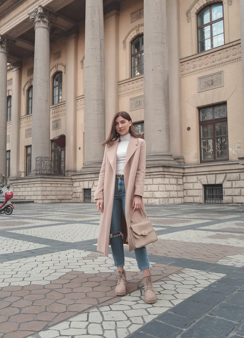everyday fall outfits business casual Classy Coat and Denim Balance