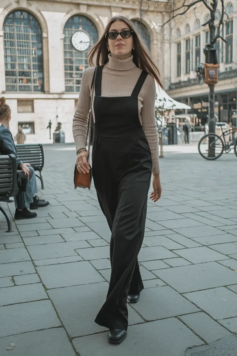 everyday fall outfits business casual Chic Turtleneck with Jumpsuit Layers