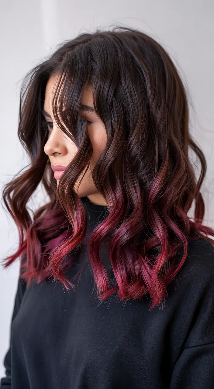 fall and winter hair color 2025 2026 Berry-Tinted Brunette Bob