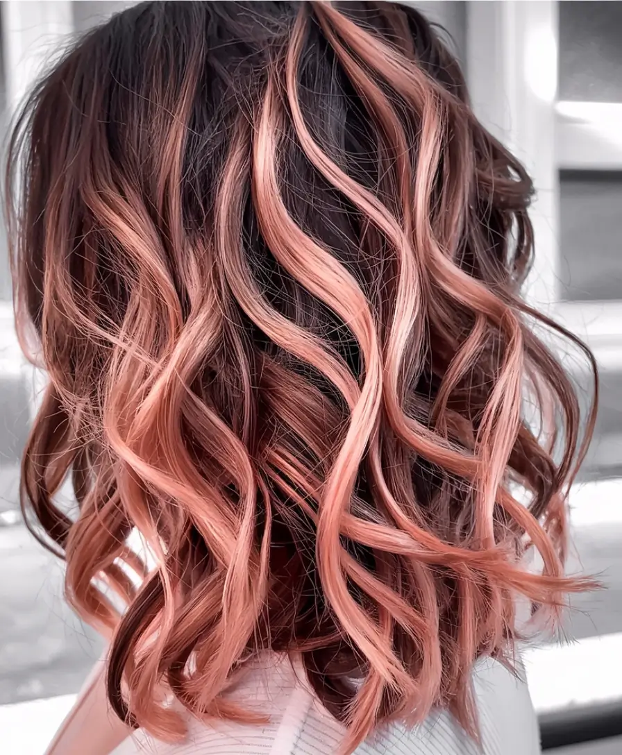 fall and winter hair color 2025 2026 Copper Rose Waves