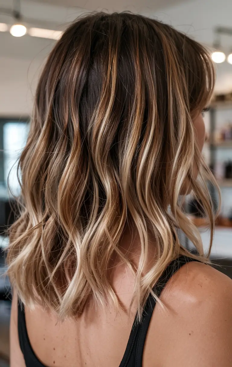 fall and winter hair color ideas 2025 Soft Blonde Balayage on a Medium Cut