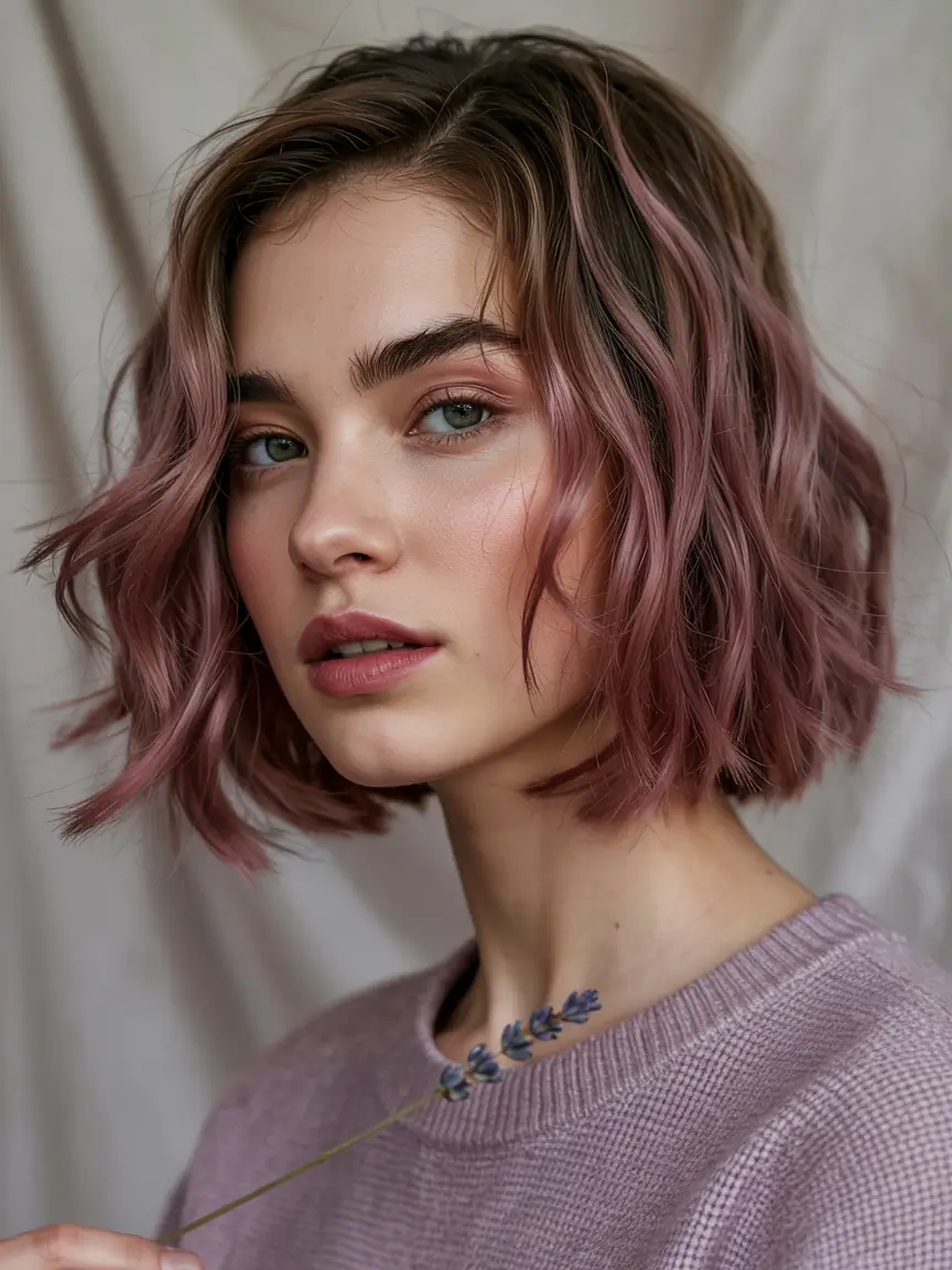 fall and winter hair color ideas 2025 Muted Mauve Waves