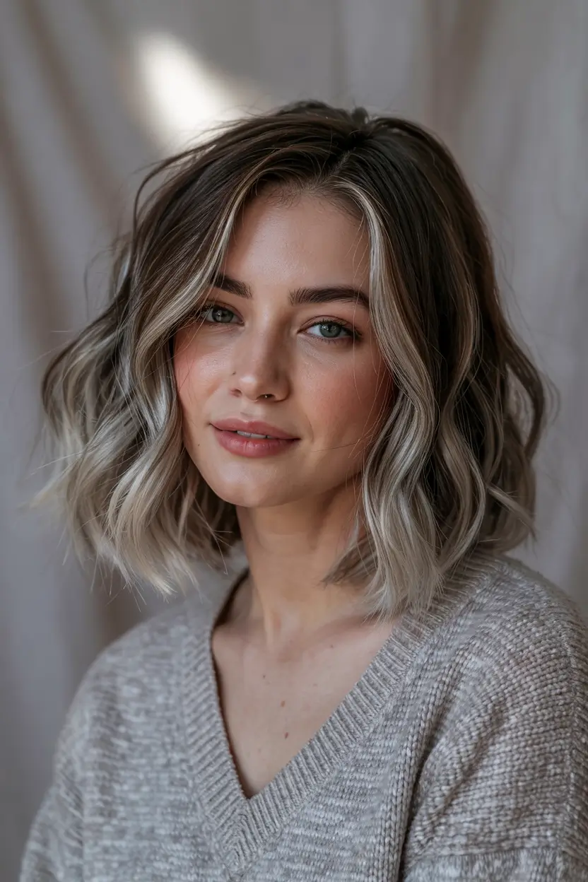 fall and winter hair color ideas 2025 Soft Ash Blonde Lob