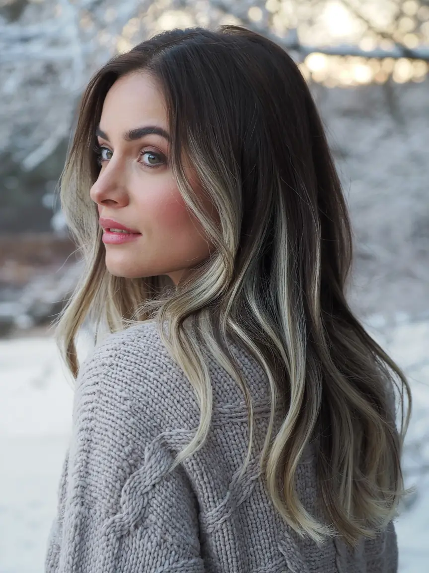 fall and winter hair color 2025 2026 Natural Root Fade with Soft Blonde Ends