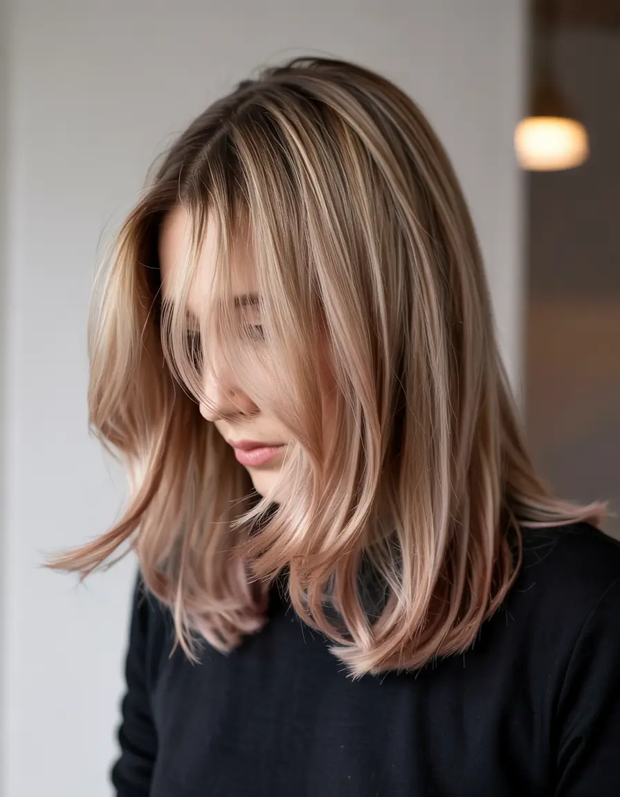 fall and winter hair color 2025 2026 Blended Rose Beige Lob