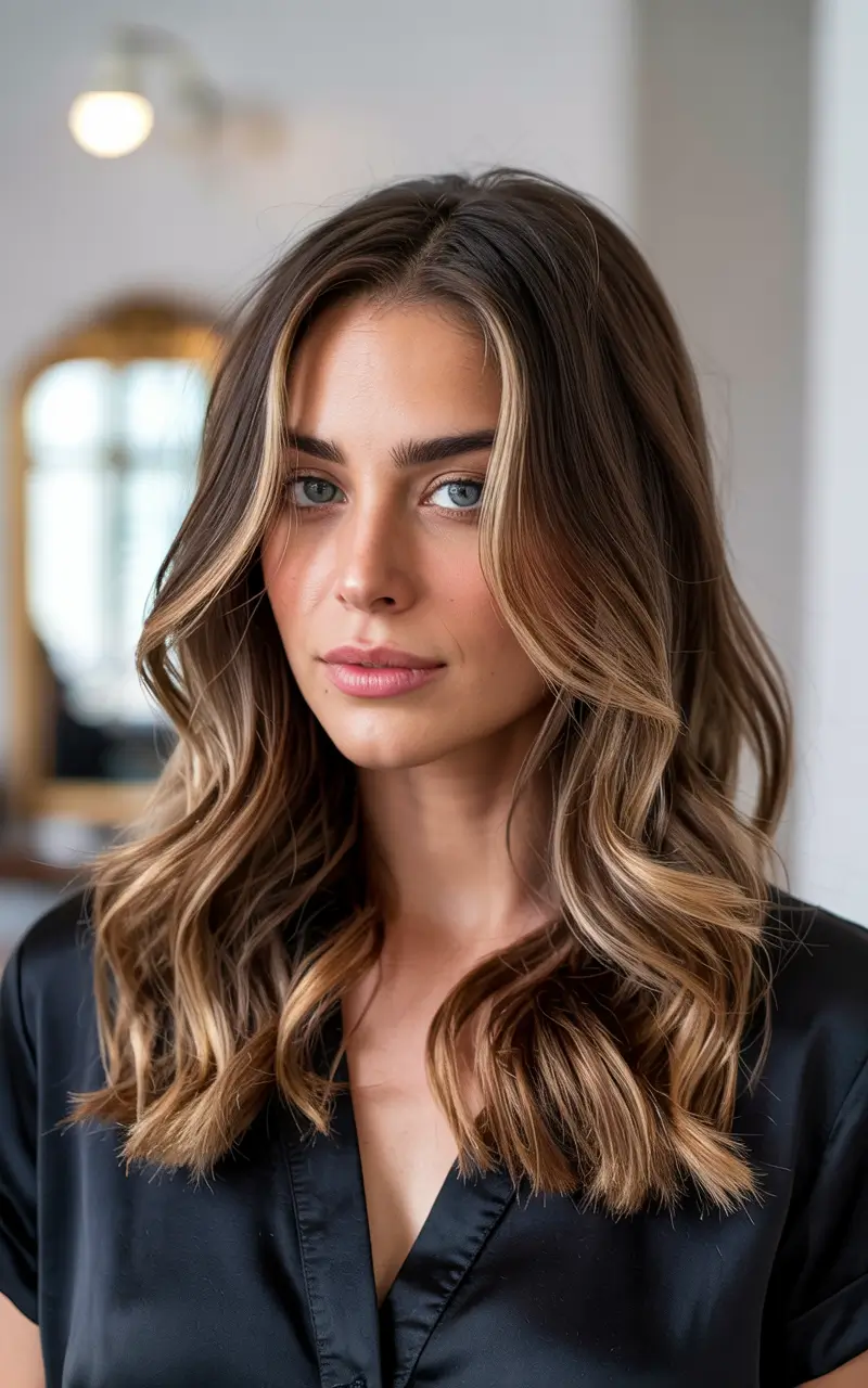 fall and winter hair color 2025 2026 Golden Brunette with Face-Framing Lights