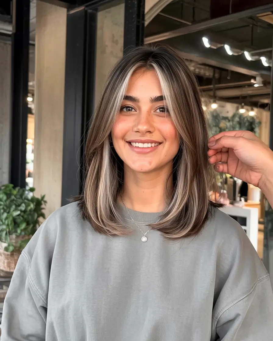 winter haircuts medium Sleek Mid-Length with Face-Framing Highlights