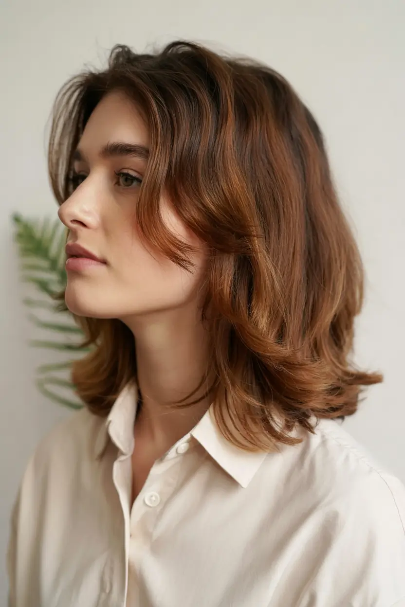 winter haircuts 2025 medium round faces Soft Rounded Layers with Volume