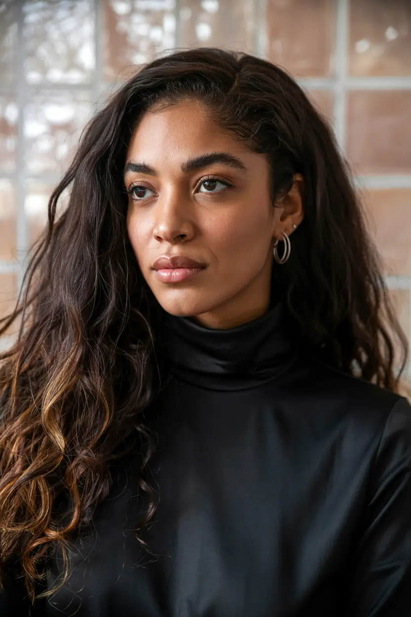 fall hair color ideas Sun-Kissed Espresso Waves