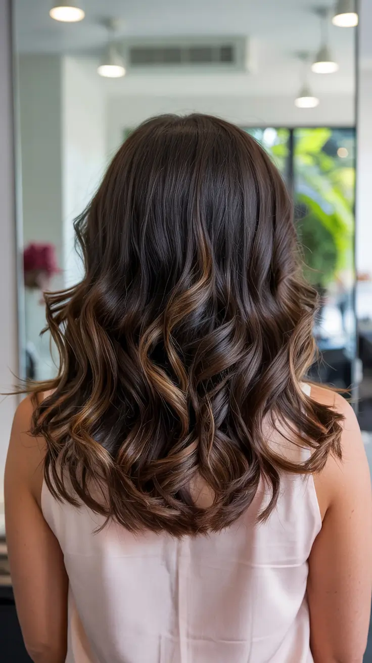 fall hair color ideas Chocolate Swirls With Caramel Highlights
