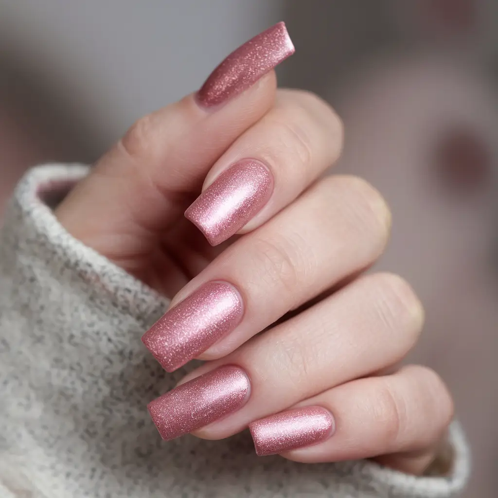 october nails colors Rosy Metallic Shine