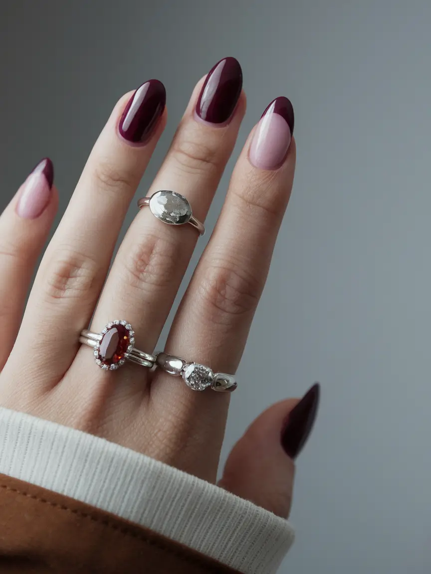 october nails colors Deep Berry Contrast