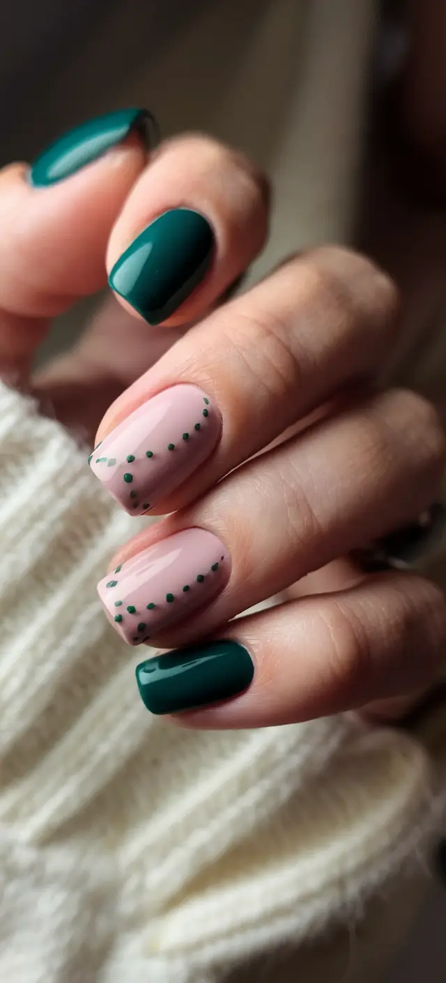 october nails colorful october nails color gel Forest Green with Dot Detail