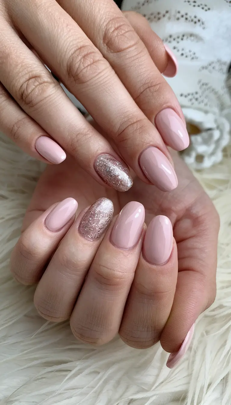 october nails colors Soft Nude with Sparkle