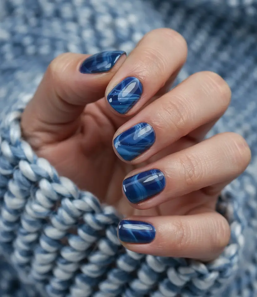 october nails colors 2025 october nails color fall Blue Marble Serenity