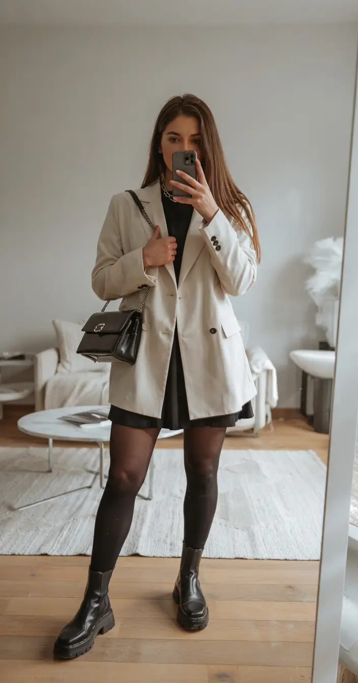 fall fashion outfits 2025 Monochrome Layers With Feminine Edge